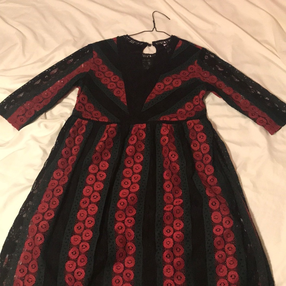 Boho gypsy lace juniors dress 3/4 sleeve, small